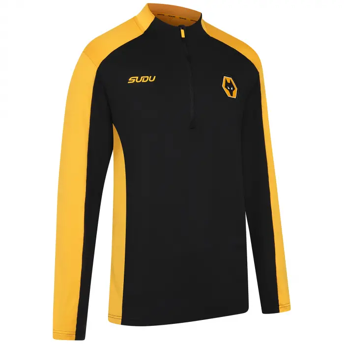 Wolverhampton Wanderers Shop | 2025-26 Coaches Training 1/4 Zip – Black/Gold Wolverhampton Wanderers Merchandise